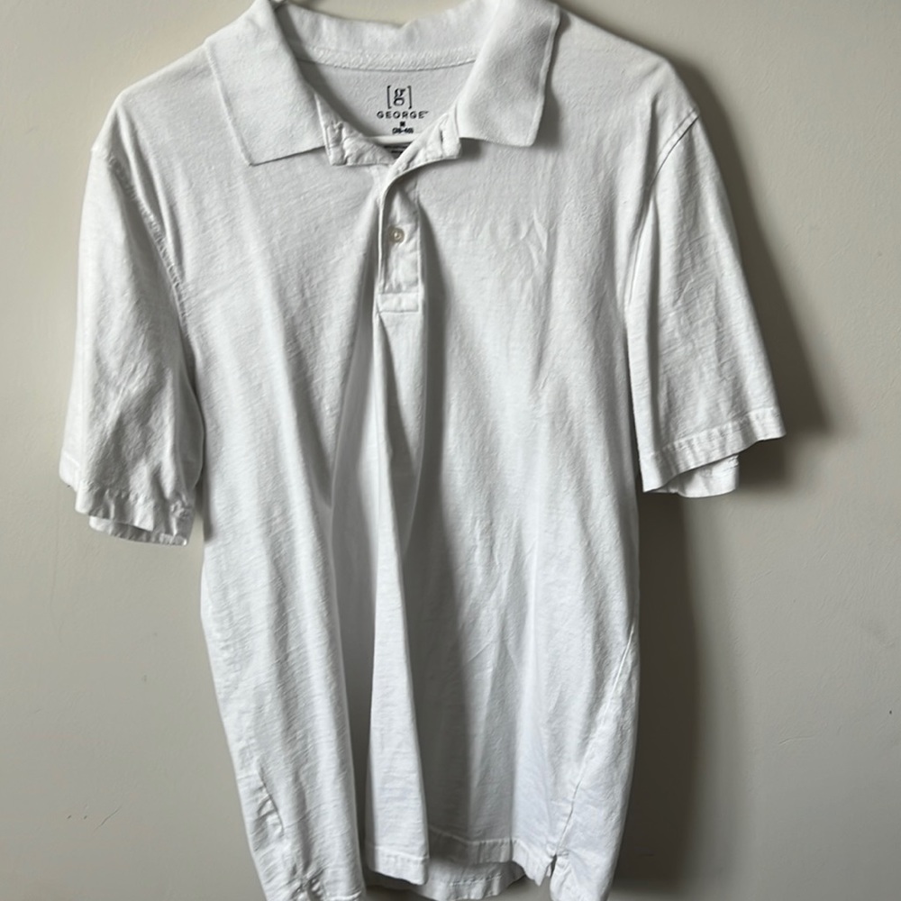 Men’s Medium White GEORGE Polo Shirt ShirtSleeve